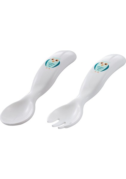 2li Baykuş Desenli Mama Çatal Kaşık Seti 6+ Ay (2 Adet)