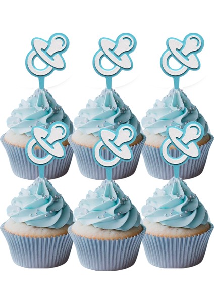 6 Adet Mavi Erkek Bebek Cupcake Süsü (Baby Boy Babyshower) - Kaliteli Malzeme modelleri
