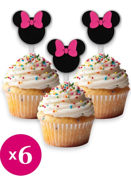 6 Adet Minnie Mouse Cupcake Süsü (Doğum Günü) - Kaliteli Malzeme