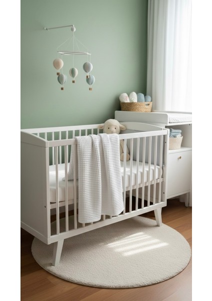 Krem 80X80 Waffle Kumaş %100 Pamuk Bebek Battaniyesi