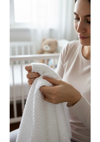 Krem 80X80 Waffle Kumaş %100 Pamuk Bebek Battaniyesi fiyatları