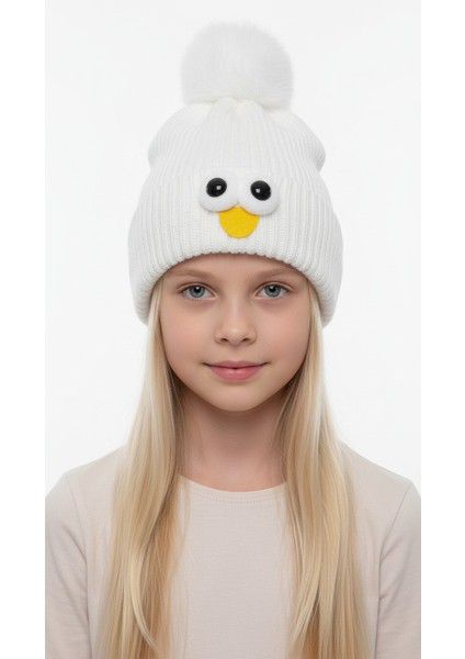 Göz Emoji Desenli Ponponlu Örgü Unisex Bere