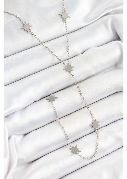 316L Çelik Kutup Yıldızı Figürlü Y Model Gümüş Renk Kadın Kolye