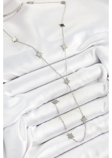 316L Çelik Kutup Yıldızı Figürlü Y Model Gümüş Renk Kadın Kolye fiyatları