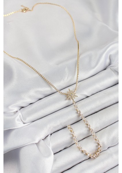 Pirinç Zirkon Taşlı Kutup Yıldızı Model Gümüş Renk Y Kolye fiyatları