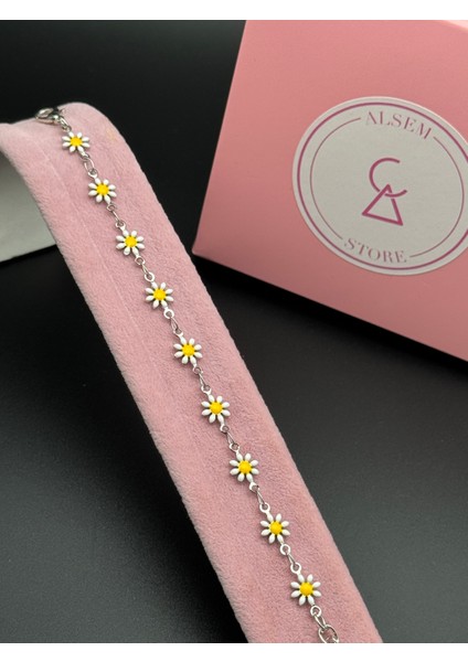 925 Gümüş Papatya Bileklik ve Küpe Seti , Zarif Papatya Set , Sevgiliye Hediye Seti ,yılbaşı Hediyesi modelleri