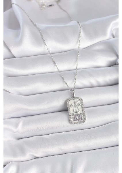 316L Çelik Gümüş Renk Terazi Burcu Zirkon Taşlı Kadın Kolye fiyatları