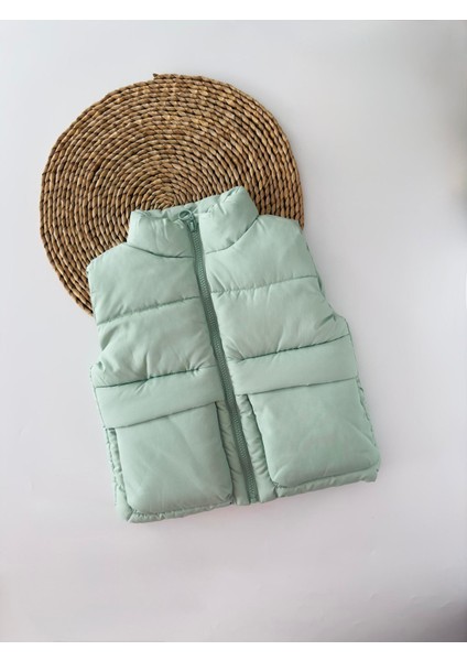 Unisex Model Çocuk Sisme Yelek Cep Detaylı