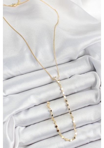 Pirinç Zirkon Taşlı Yıldız Figürlü Y Model Gold Renk Kadın Kolye fiyatları