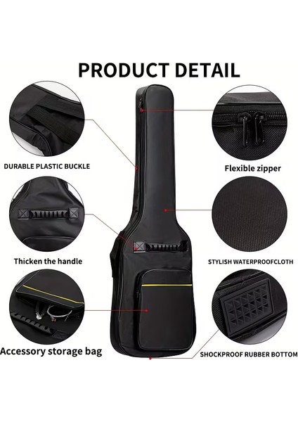 Elektro Gitar Kılıfı – 0.51 cm Kalın Dolgu, Büyük Aksesuar Cepleri, Ayarlanabilir Askı