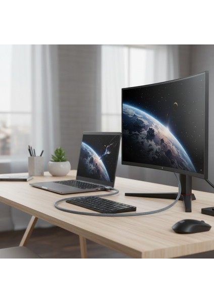 Displayport Kablo 2 Metre (Gri Örgülü Zırh) - 4K Uhd, 165Hz ve 144Hz Destekli Dp To Dp Profesyonel Oyuncu Monitör Kablosu modelleri