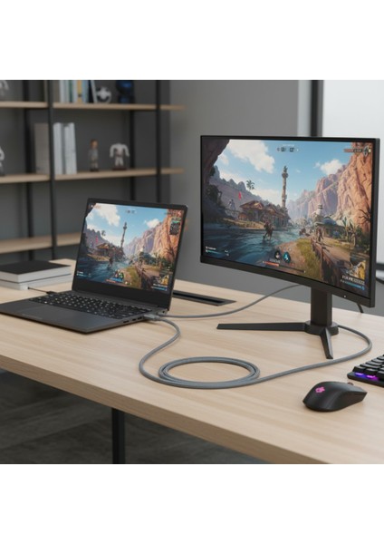 Displayport Kablo 2 Metre (Gri Örgülü Zırh) - 4K Uhd, 165Hz ve 144Hz Destekli Dp To Dp Profesyonel Oyuncu Monitör Kablosu fırsatları