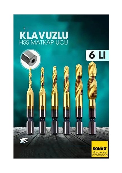 Kılavuzlu Hss Matkap Ucu 6'lı Set M3-M10 Titanyum Kaplamalı
