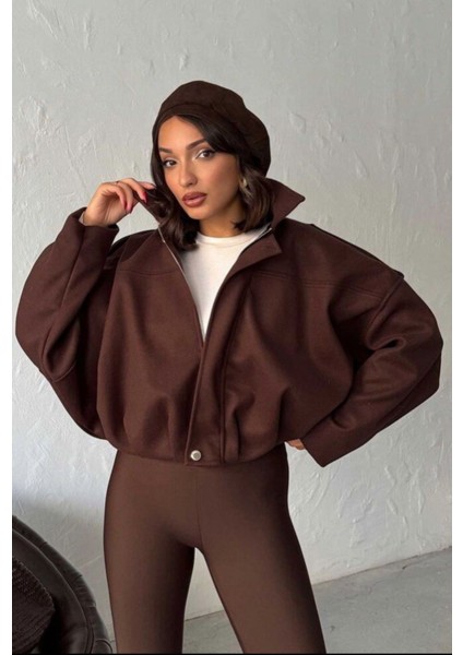 Bayan Haki Kısa Kaşe Fermuarlı Bomber Kaban Mont Ceket fiyatları