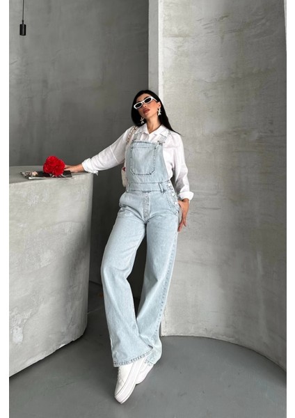 Pantolon Kar Yıkama Salopet Mavi D2514