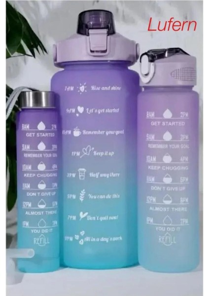 Yeni Nesil Motivasyon Suluk Seti Renkli Bpa Içermez Koku Yapmaz Spor Matara 2000 Ml- 700 Ml- 300 ml fiyatları