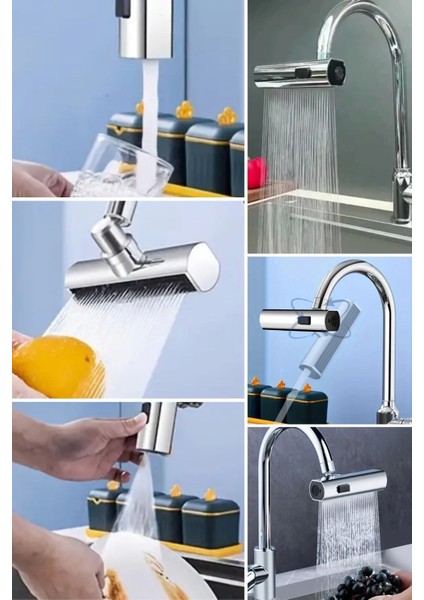 3 Farklı Modlu Çok Amaçlı Musluk Adaptörü Evrensel Musluk Başlığı Şelale Musluk ( Lisinya )