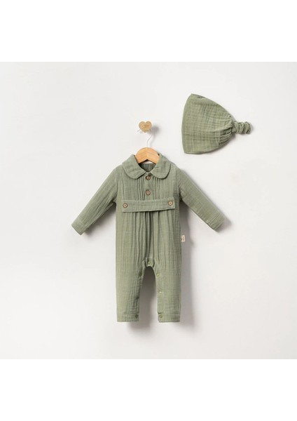 Unisex Model Bebek Tokalı %100 Pamuklumuslin Tulum