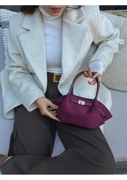 Reyl Kadın Retro Özel Kilit Aksesuarlı Kemer Tokalı Mini El ve Kol Çantası