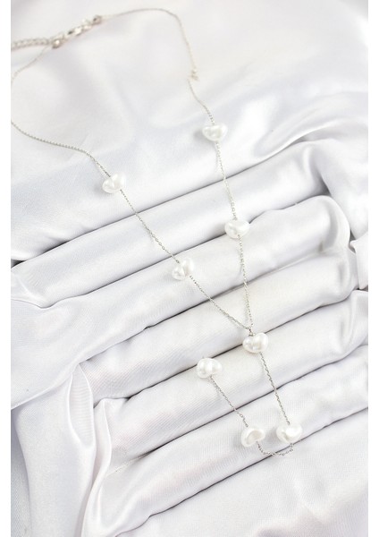 Pirinç Incili Kalp Figürlü Y Model Gümüş Renk Kadın Kolye fiyatları