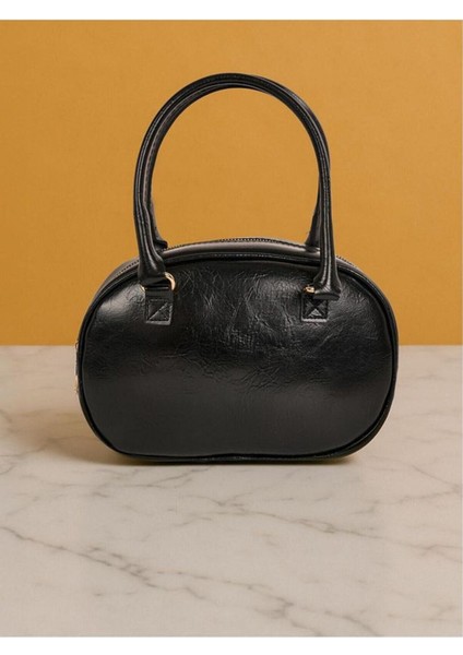 Kadın Çift Cepli Tokalı Deri Görünümlü Mini Omuz ve El Çantası