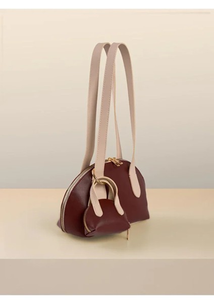 Mini Çantalı Charm Detaylı Uzun Saplı Kadın El ve Kol Çantası