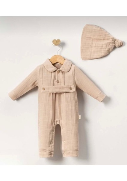 Unisex Model Bebek Tokalı %100 Pamuklumuslin Tulum