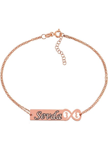 Gümüş Rose Kişiye Özel Sonsuzluk Isimli Bayan Bileklik