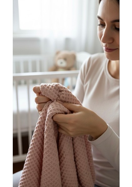 Pembe 80X80 Waffle Kumaş %100 Pamuk Bebek Battaniyesi fiyatları