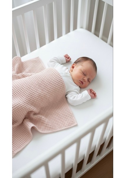 Pembe 80X80 Waffle Kumaş %100 Pamuk Bebek Battaniyesi modelleri