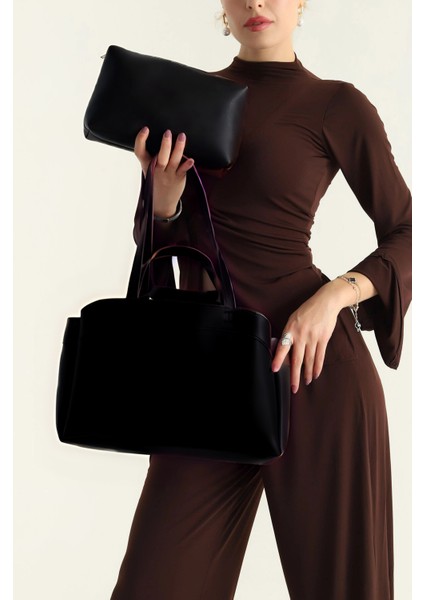 Mari Kadın Mıknatıs Kapaklı Cüzdan Detaylı El Kol ve Omuz Çantası