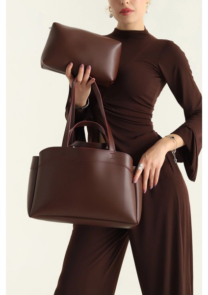 Mari Kadın Mıknatıs Kapaklı Cüzdan Detaylı El Kol ve Omuz Çantası