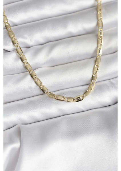 14K Gold Renk Kaplama Plaka Ezme Model Zincirli cm Kadın Kolye