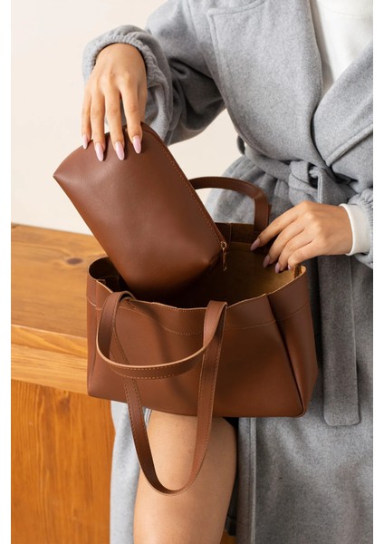 Mari Kadın Mıknatıs Kapaklı Cüzdan Detaylı El Kol ve Omuz Çantası