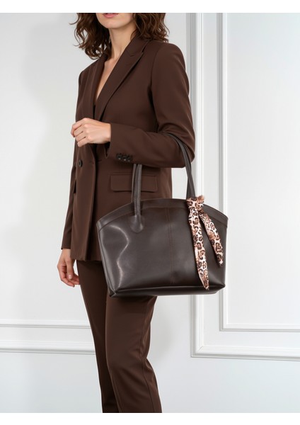 Laura Kadın Fularlı Çift Saplı Shopper El ve Omuz Çantası (Fular Rengi Değişebilir)