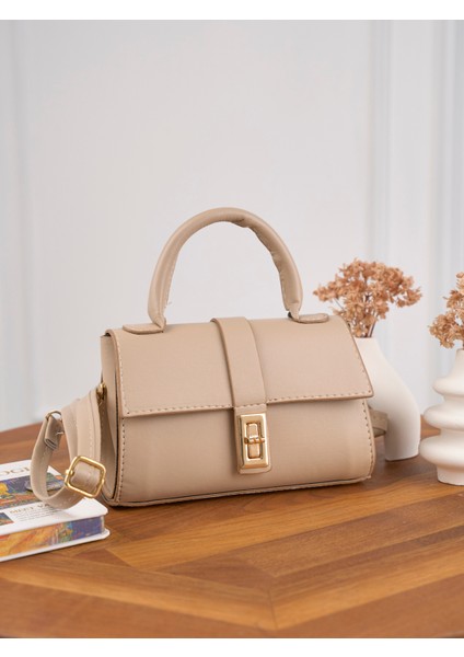 Kadın Mini Kilit Detaylı Çapraz Askılı El ve Omuz Çantası