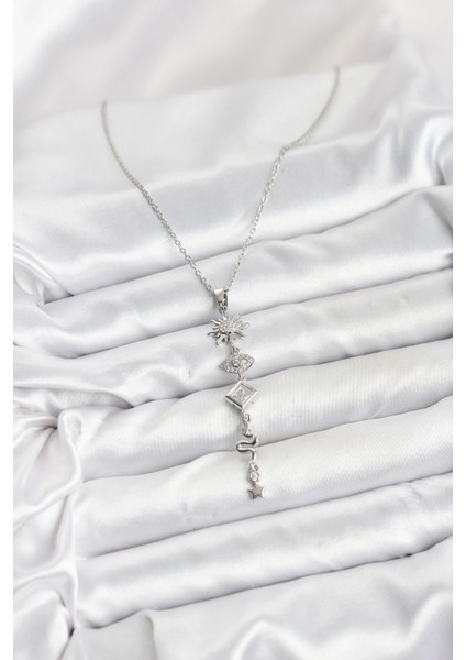 316L Çelik Zincir Gümüş Renk Güneş ve Enerji Model Kadın Y Kolye fiyatları