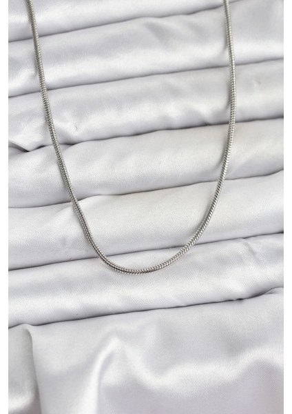 316L Çelik Zincir Gümüş Renk 60 cm Yılan Zincir Kadın Kolye