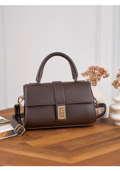 Kadın Mini Kilit Detaylı Çapraz Askılı El ve Omuz Çantası