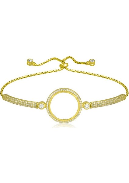 Gümüş Çeyrek Takılabilen Altın Kaplama Kadın Bileklik