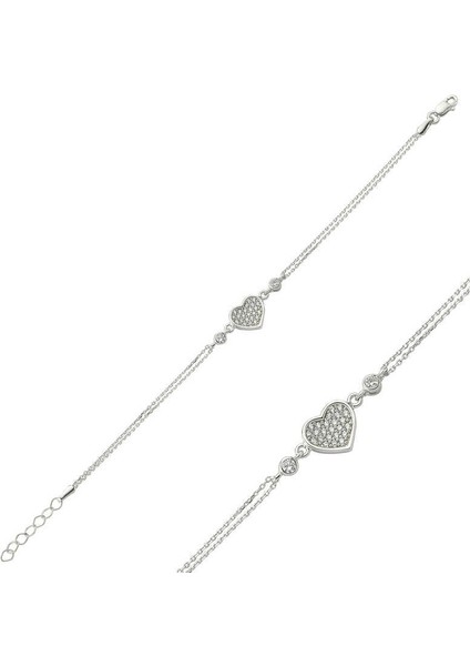 Gümüş Kalpli Bayan Bileklik