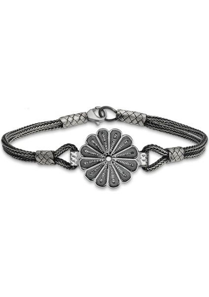 Gümüş Oksitli Papatya Kazaziye Bileklik