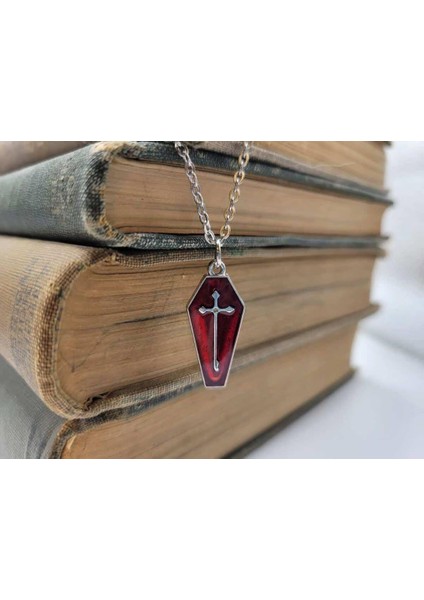 Tabut Haç Motifli Antrasit Kolye modelleri