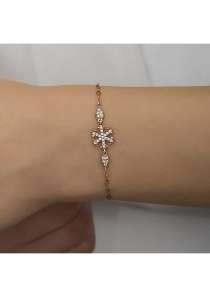 Gümüş Rose Kar Tanesi Kadın Bileklik