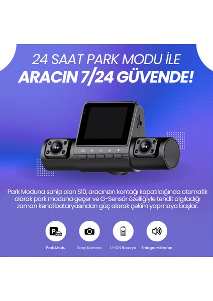 S10 | 4 Kameralı Wifi Araç Içi Kamera | Park Modu | Mobil Uygulama | Döngü Kayıt indirimleri
