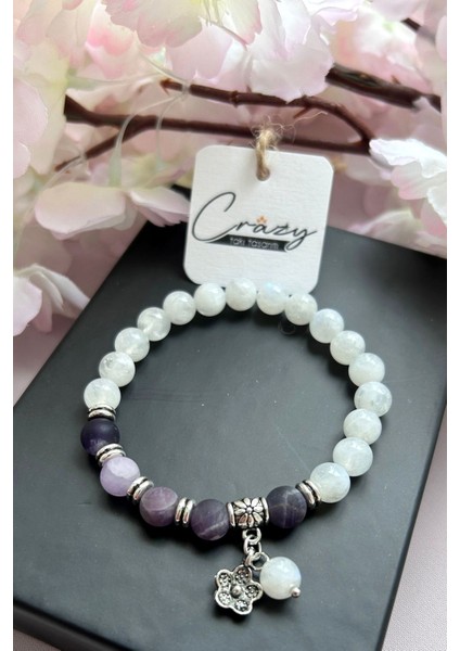 8 mm Ay Taşı ve Mat Ametist Doğaltaş Bileklik fırsatları