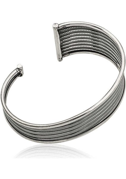 Gümüş Eskitme Desenli Bayan Bilezik fiyatları