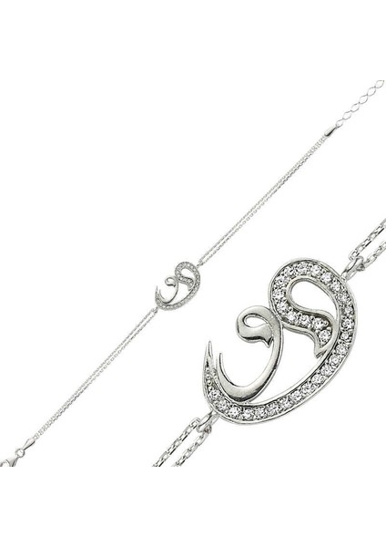 Gümüş Iki Vav Bayan Bileklik