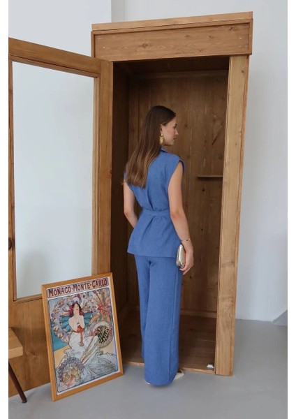 Keten Yelek Pantolon Takım Indigo Pt fiyatları