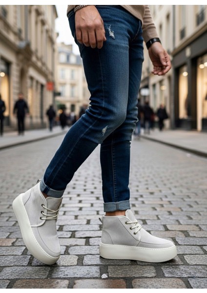 BA0550 Içi Kürklü Bağcıklı Krem Erkek Tarz Spor Bot fiyatları